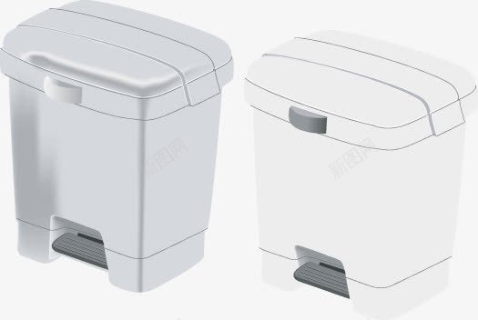 手绘垃圾桶png免抠素材_新图网 https://ixintu.com 两个 垃圾桶 手绘 灰白色