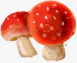 手绘红色可爱蘑菇装饰素材