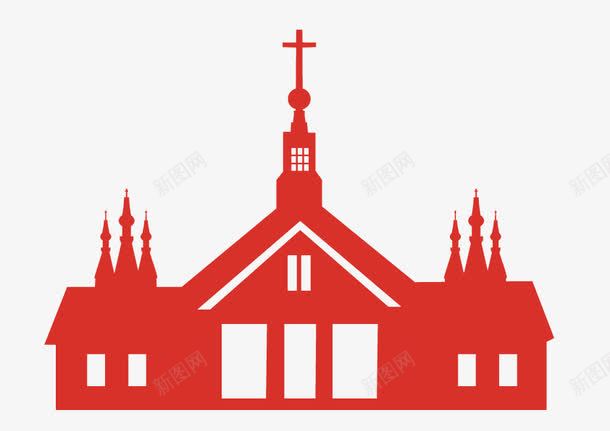 红色教堂png免抠素材_新图网 https://ixintu.com 十字架 教堂 红色