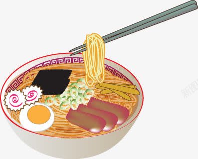 手绘美食png免抠素材_新图网 https://ixintu.com 手绘面条 美食类 蛋面