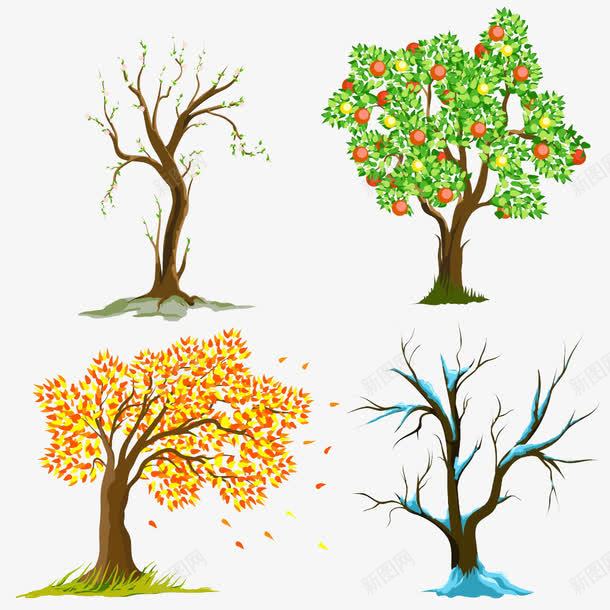 不同季节的卡通装饰树png免抠素材_新图网 https://ixintu.com 卡通 树 素材 装饰