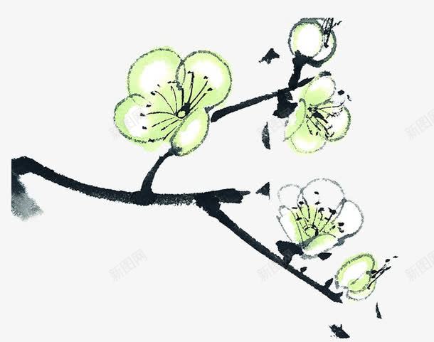 中国风画梅png免抠素材_新图网 https://ixintu.com 中国风画梅 中式风格 梅光 水墨画