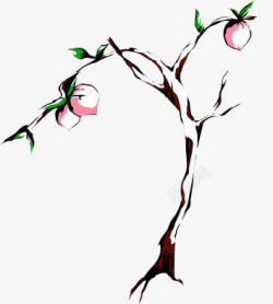 桃子手绘桃子树素材