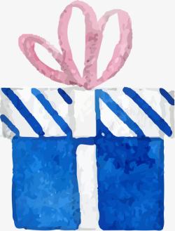 圣诞节蓝色水彩礼物盒图案素材