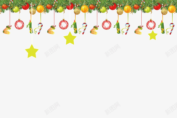 圣诞背景装饰psd免抠素材_新图网 https://ixintu.com 五角星 圣诞球 圣诞背景
