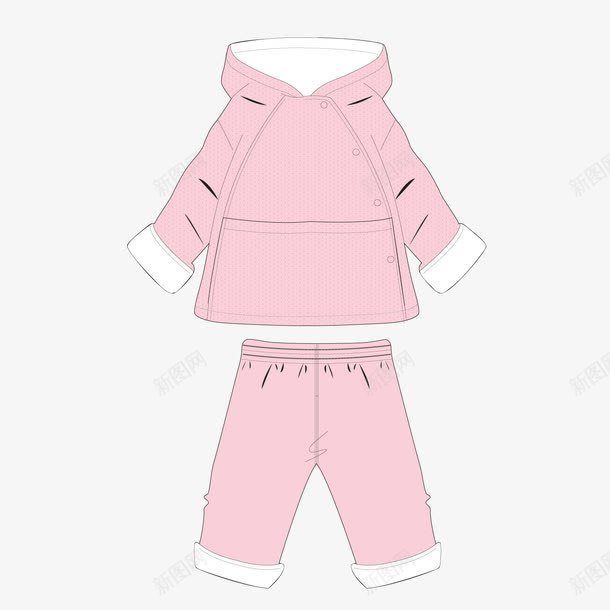 女童套装png免抠素材_新图网 https://ixintu.com 保暖 粉色 舒适