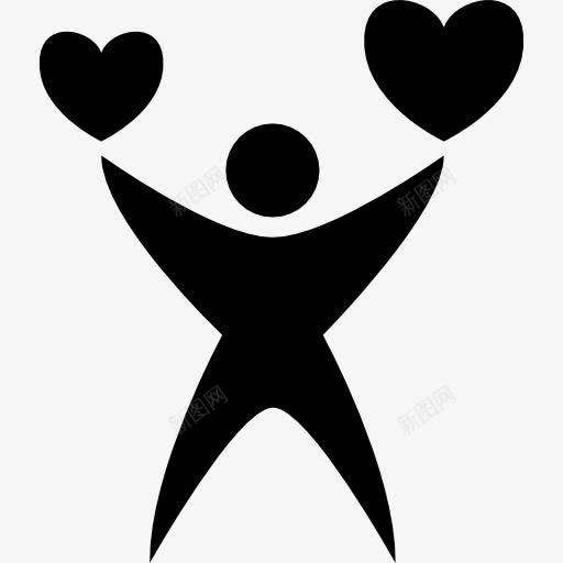 人有两颗心图标png_新图网 https://ixintu.com 两 人 形状 心 心跳 抱着 站着 黑色