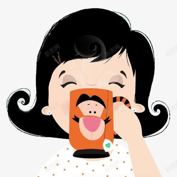 喝咖啡的小女孩png免抠素材_新图网 https://ixintu.com 卡通 卡通插画 喝咖啡 小女孩 手绘