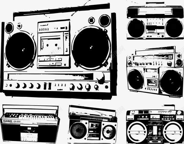 90年代录音机老旧款黑色png免抠素材_新图网 https://ixintu.com 90年代 录音机 黑色