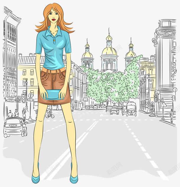 时尚女人png免抠素材_新图网 https://ixintu.com 免扣png 女人 建筑 时尚 街景