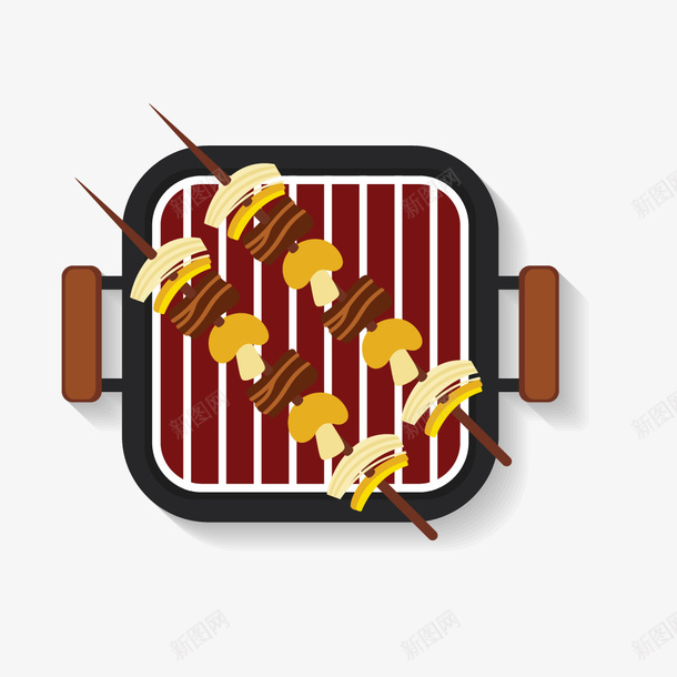 方形烤锅和美味肉串png免抠素材_新图网 https://ixintu.com 串串 卡通 方形烤锅 烤串 美味的 美食 肉串