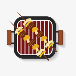 方形锅方形烤锅和美味肉串高清图片