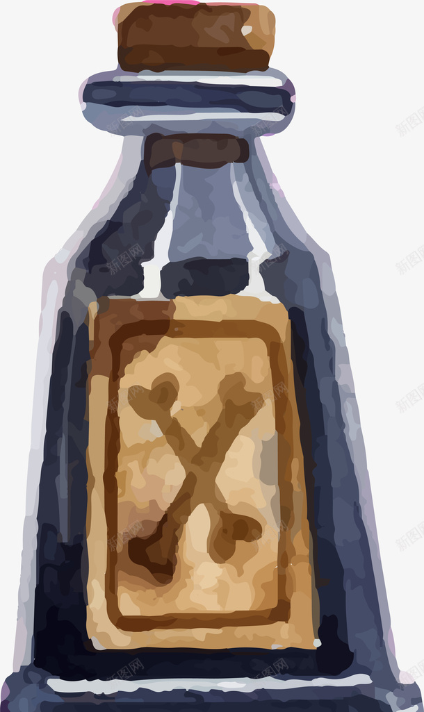 卡通玻璃瓶png免抠素材_新图网 https://ixintu.com 万圣节 毒药 水彩手绘 矢量图案 装饰 黑色玻璃瓶