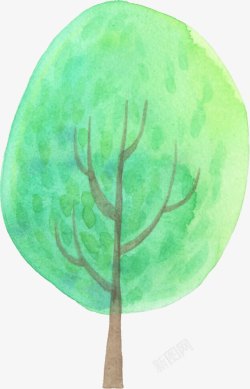 手绘绿树艺术背景素材