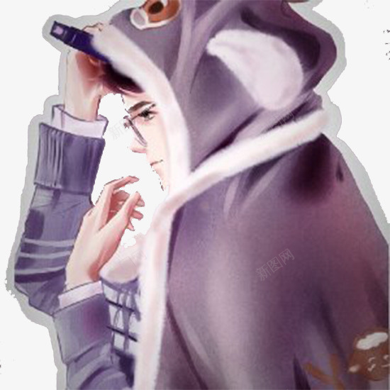 手绘帅哥psd免抠素材_新图网 https://ixintu.com 帅哥 手绘 灰色 白毛边