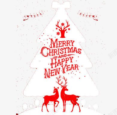 圣诞树驯鹿元素png免抠素材_新图网 https://ixintu.com 圣诞树 节日快乐 雪橇 驯鹿