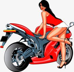 女人摩托赛车矢量图素材