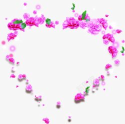 粉色花朵爱心七夕情人节素材