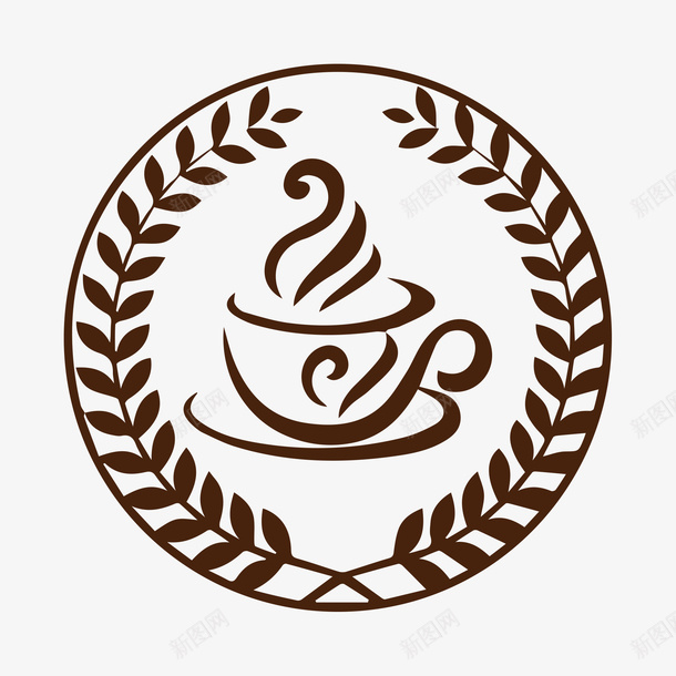 简约复古咖啡标识图标png_新图网 https://ixintu.com 创意 咖啡 咖啡伴侣 咖啡标识 复古 棕色 简约