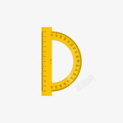 黄色量角器和直尺矢量图素材
