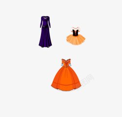 橙色连衣裙三款裙子高清图片