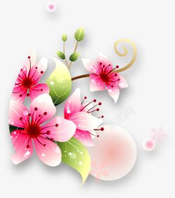 38妇女节清新粉色花朵素材