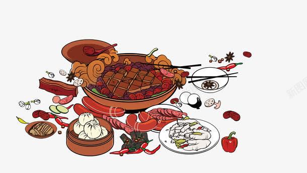 手绘火锅png免抠素材_新图网 https://ixintu.com 手绘画 火锅 美食