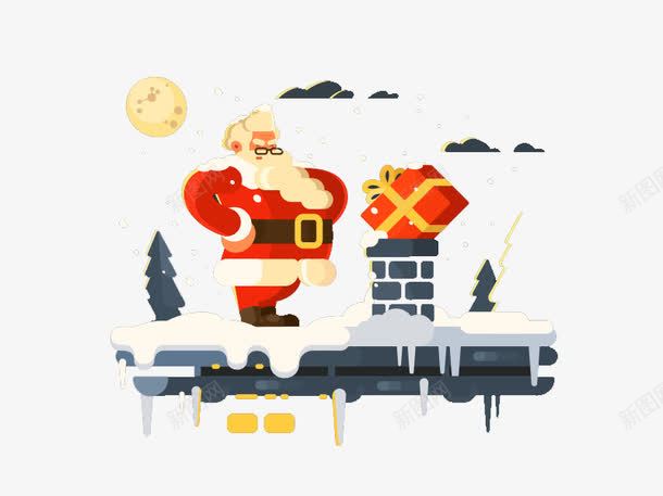 圣诞老人烟囱插画png免抠素材_新图网 https://ixintu.com 圣诞 圣诞老人 圣诞节 礼物