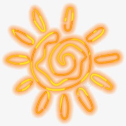 太阳黄色卡通线条太阳素材