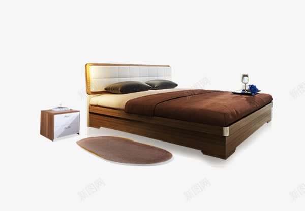 卧室里的大床psd免抠素材_新图网 https://ixintu.com 产品实物图 地毯 大床 床头柜