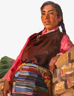 油画藏族女干部素材