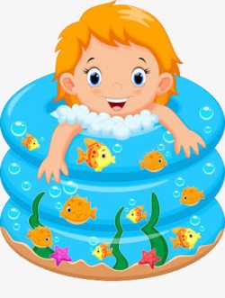 卡通小孩子浴盆素材