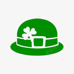 手绘绿色帽子效果素材
