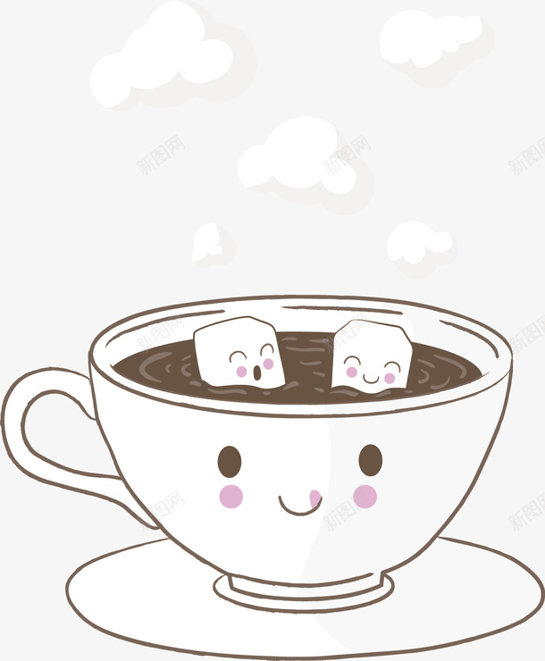 卡通咖啡杯矢量图ai免抠素材_新图网 https://ixintu.com 卡通咖啡杯 可爱杯子 咖啡杯 矢量图