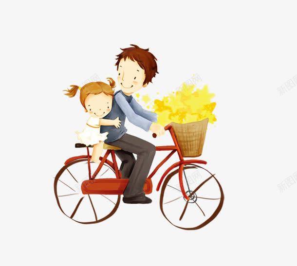 骑着单车的父女png免抠素材_新图网 https://ixintu.com 单车 父女