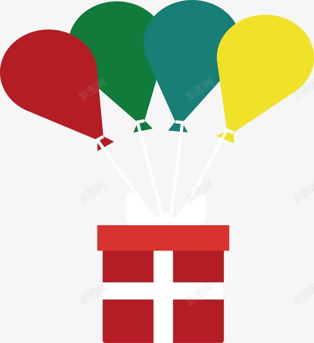彩色气球生日礼物png免抠素材_新图网 https://ixintu.com 彩色气球 气球束 生日礼物 矢量png 红色礼盒 过生日