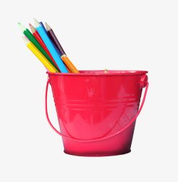 画笔水彩红色画笔桶高清图片