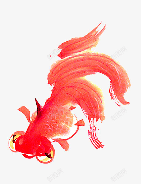 手绘红色金鱼png免抠素材_新图网 https://ixintu.com 手绘 红色 绘画 观赏鱼 金鱼 鱼