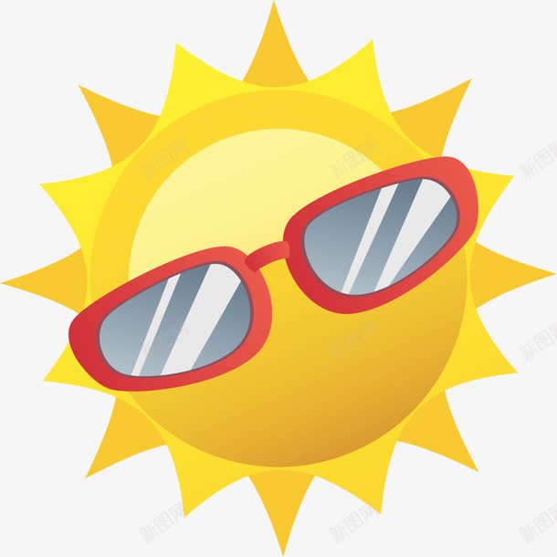 戴眼镜的太阳png免抠素材_新图网 https://ixintu.com 卡通 眼睛太阳