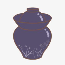 手绘紫色可爱罐子素材