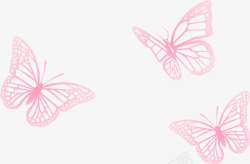 手绘三只粉色蝴蝶矢量图素材