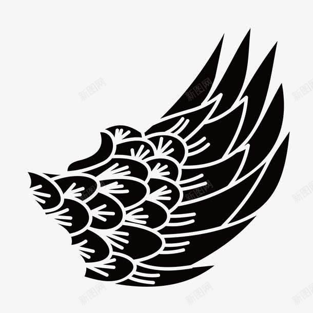 黑色翅膀png免抠素材_新图网 https://ixintu.com 创意 卡通 手绘 水彩 白色 翅膀 花纹 黑色