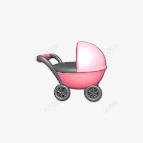 卡通3D粉色婴儿用品手推车png免抠素材_新图网 https://ixintu.com 3D 卡通 婴儿用品 手推车 粉色