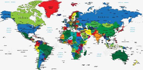 彩色世界地图png免抠素材_新图网 https://ixintu.com 世界地图 全球 四大洋