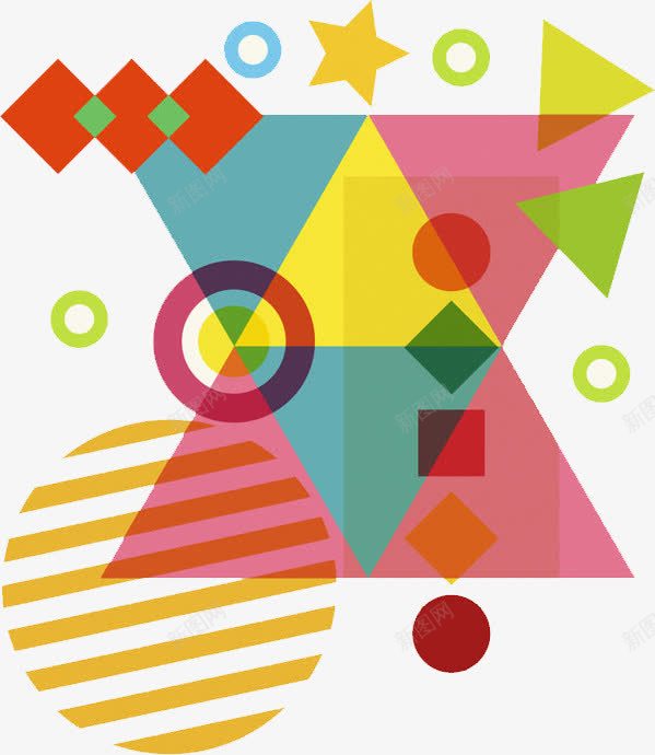 彩色三角形png免抠素材_新图网 https://ixintu.com 三角形 几何图 圆圈 圆形 彩色 炫彩 粉色 红色 绿色