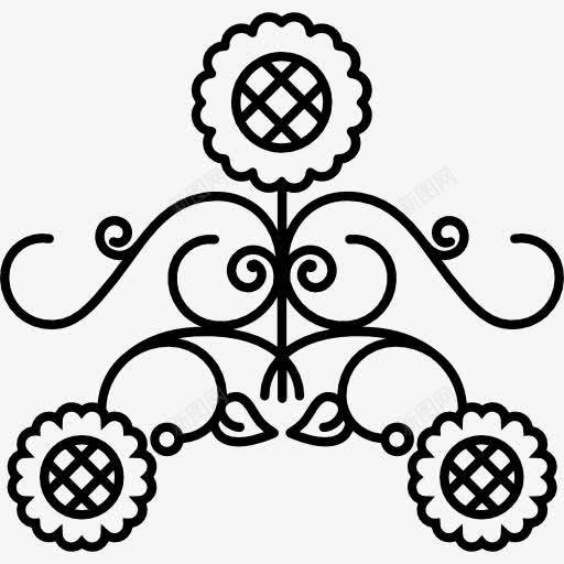 花艺的复古风格的图标png_新图网 https://ixintu.com 复古 对称 形状 花艺 设计 鲜花