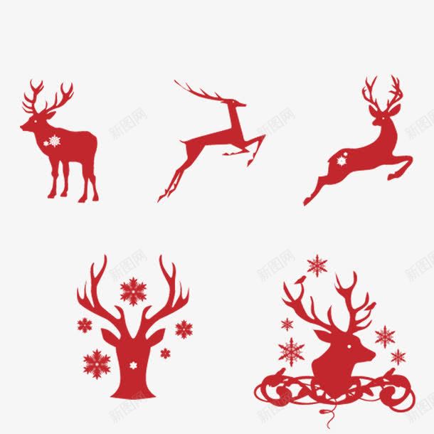圣诞元素不一样的圣诞鹿剪影png免抠素材_新图网 https://ixintu.com 剪影 动物 圣诞鹿 红色