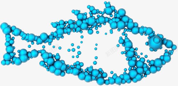 蓝色球组成的鱼png免抠素材_新图网 https://ixintu.com 组成 蓝色 蓝色小球 鱼形