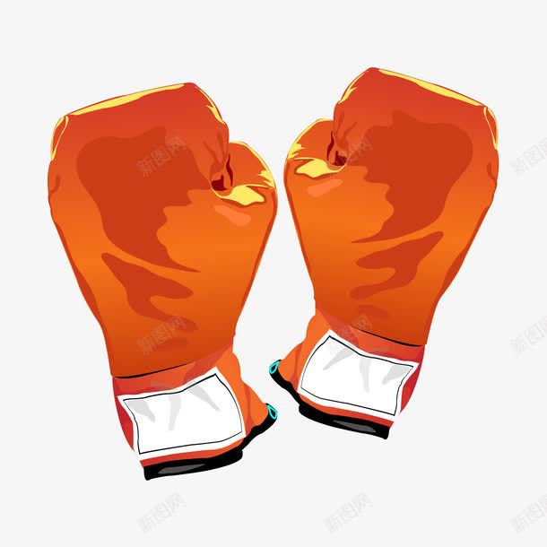拳击橙色手套png免抠素材_新图网 https://ixintu.com 卡通 手套 手绘 拳击 运动