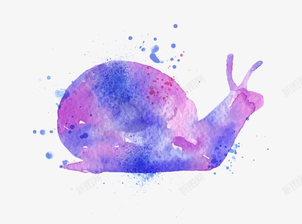 水彩蜗牛png免抠素材_新图网 https://ixintu.com 中国风 唯美 墨迹 水墨 紫色水彩蜗牛